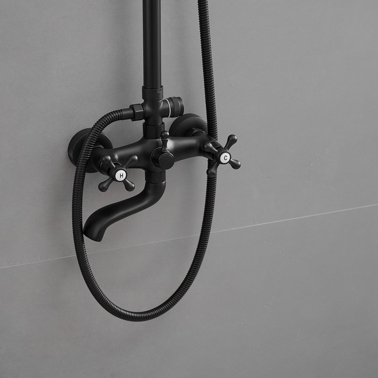 Matte Black Adjustable Height Dual Shower Head System
