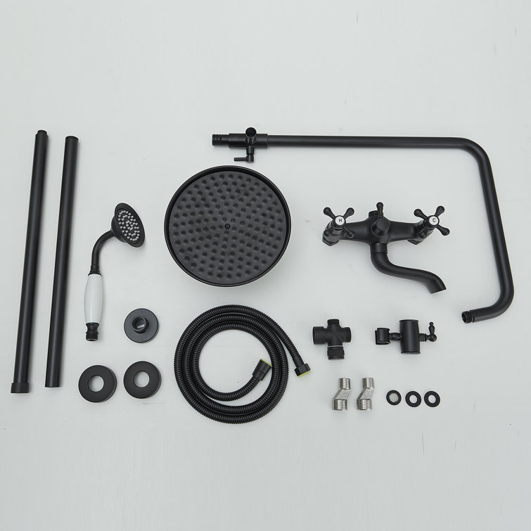 Matte Black Adjustable Height Dual Shower Head System