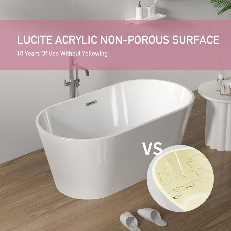 55'' White Freestanding Acrylic Soaking Bathtub