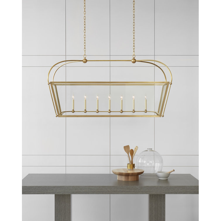 Riverside Antique Brass 7-Light Linear Island Pendant