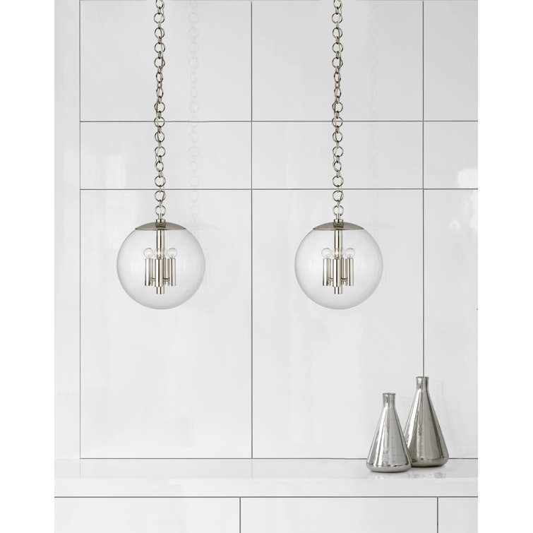 Turenne Polished Nickel Globe Pendant Light, 16.5 in