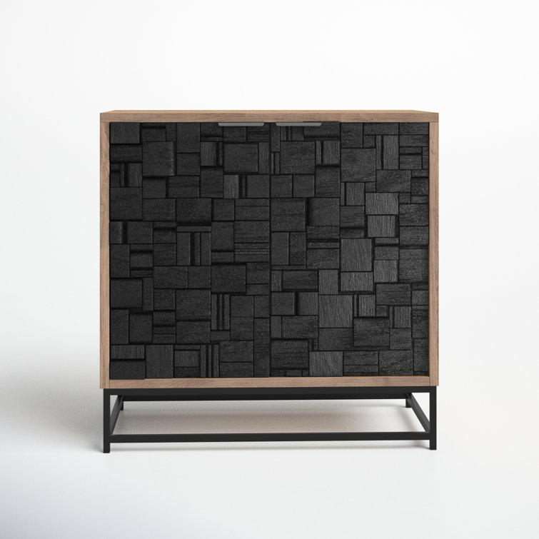 Black Parquet Pattern Solid Wood Storage Cabinet