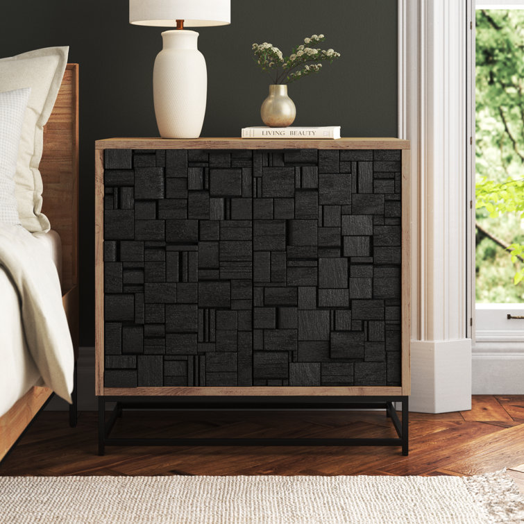 Black Parquet Pattern Solid Wood Storage Cabinet