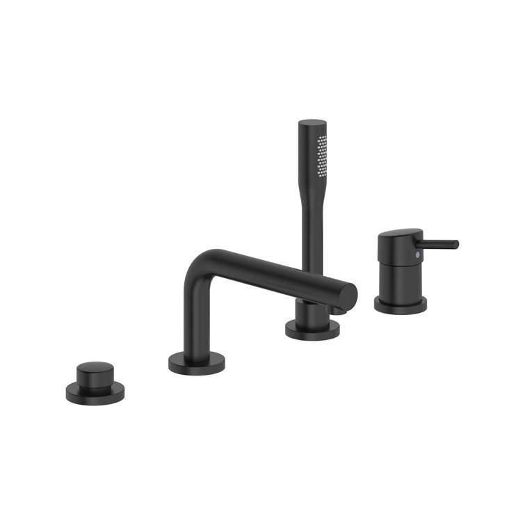 Matte Black Stainless Steel Deck Mount Tub Filler with Hand Shower