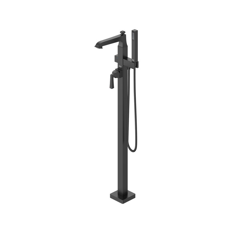 Matte Black Freestanding Tub Filler with Hand Shower