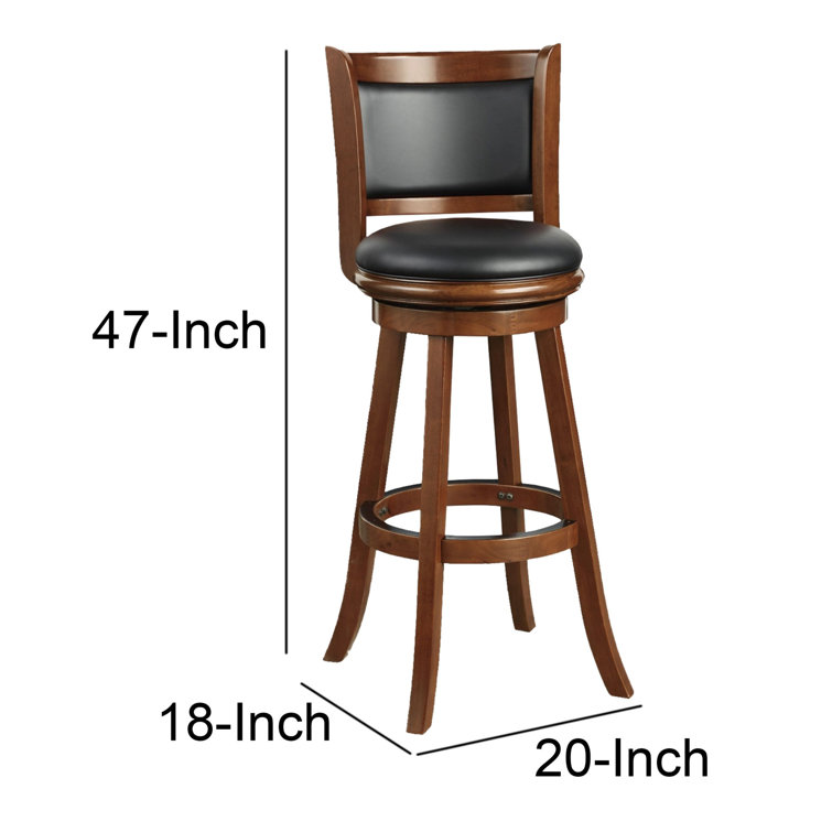 Cherry Brown Extra Tall Swivel Bar Stool with Black Faux Leather