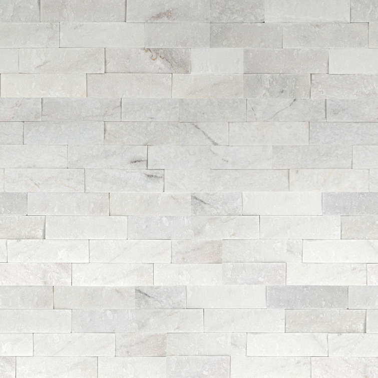 Cosmic White 6'' x 24'' Stacked Natural Stone Ledger Panel Wall Tile