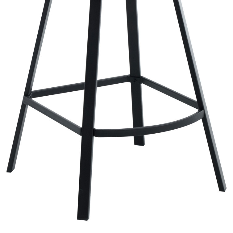 Brown Faux Leather Swivel Counter Stools with Steel Base, Set of 2