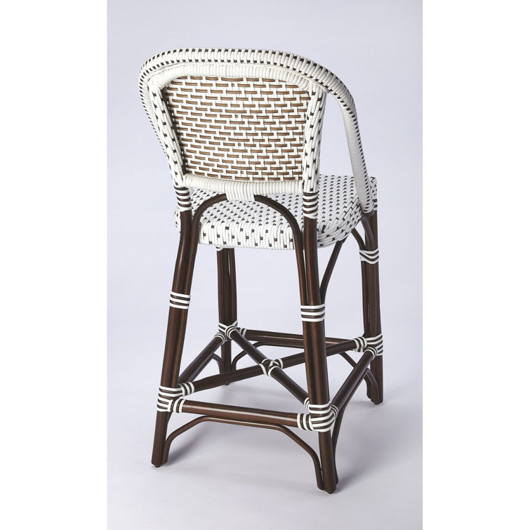 Solstice White and Chocolate Rattan Counter Stool