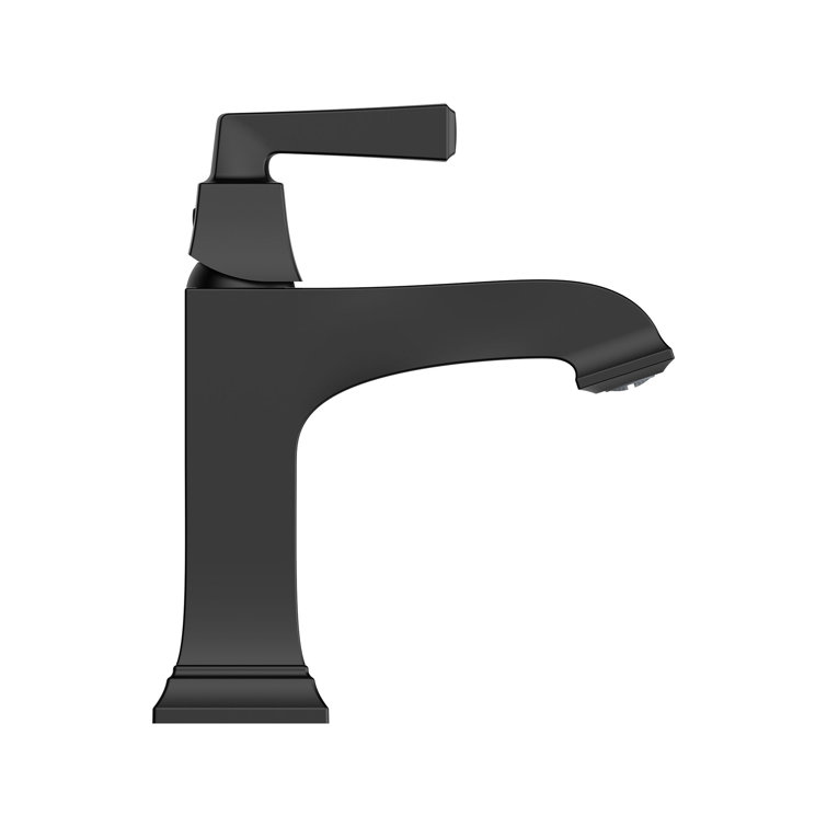 Matte Black Single-Handle Bathroom Faucet with Mid-Arc Spout