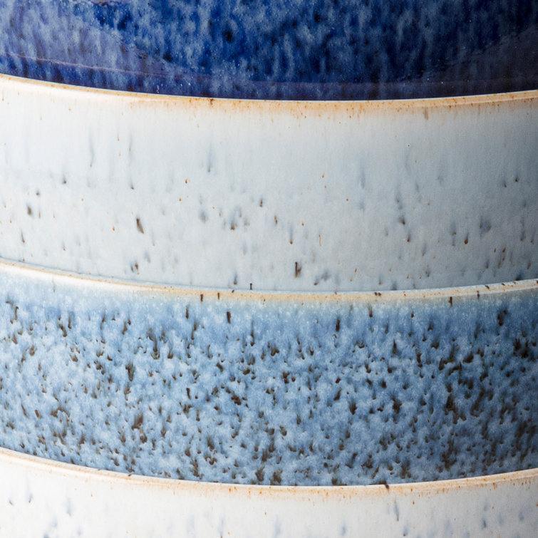 Handcrafted Blue Ceramic Coupe Dinner Plates Set of Four