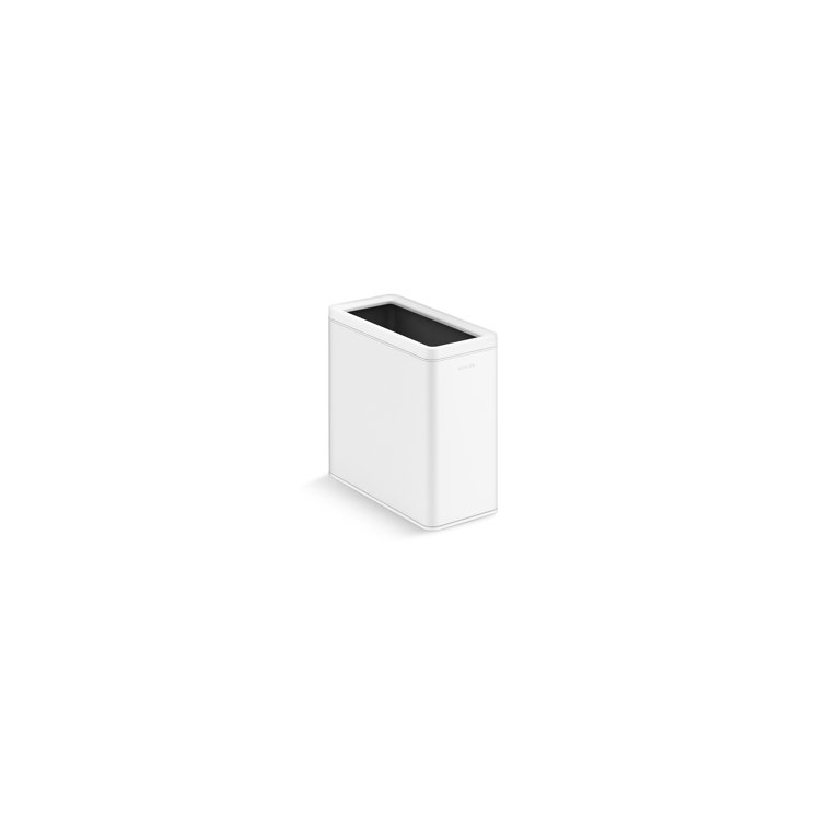 12-Liter White Stainless Steel Open-Top Trash Can