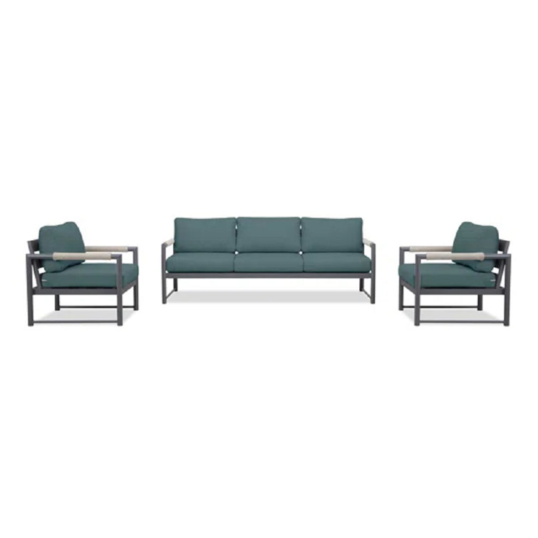 Alto Black Carbon Outdoor Sofa Set with Cast Lagoon Cushions