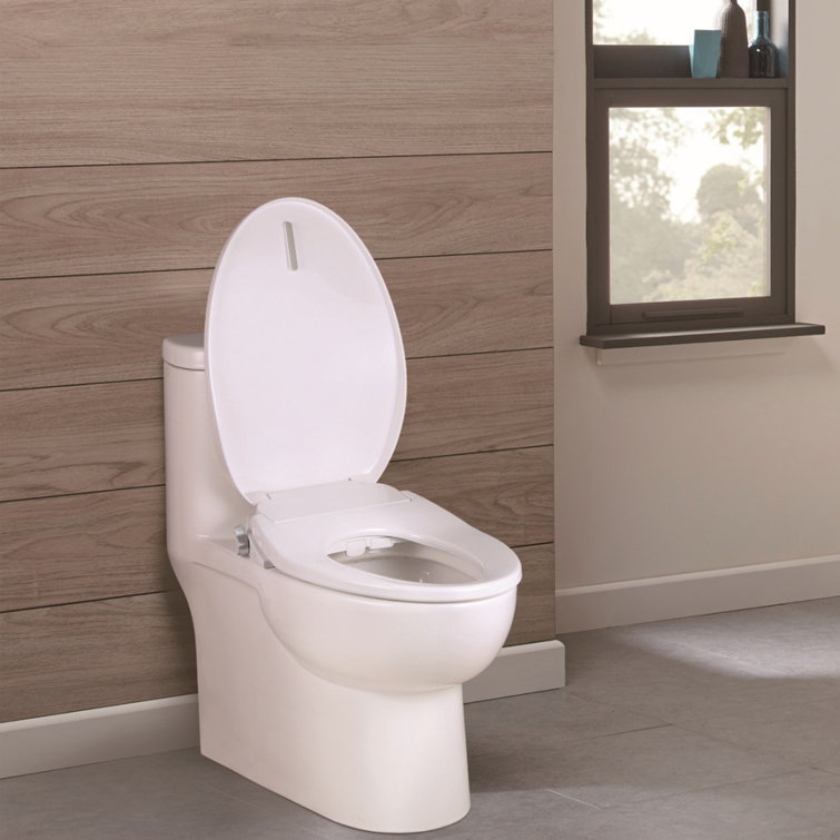 White Elongated Heated Bidet Toilet Seat with Night Light