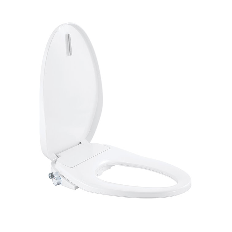 White Elongated Heated Bidet Toilet Seat with Night Light