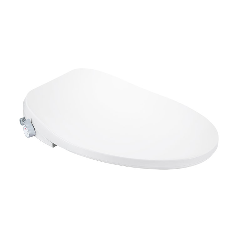 White Elongated Heated Bidet Toilet Seat with Night Light