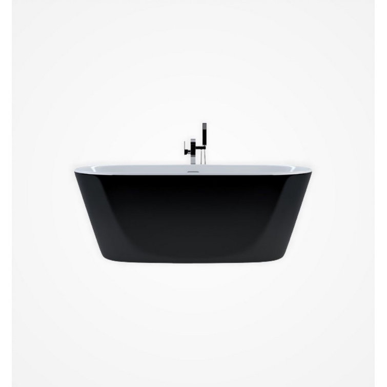 Ovale 59'' Black and White Freestanding Acrylic Bathtub