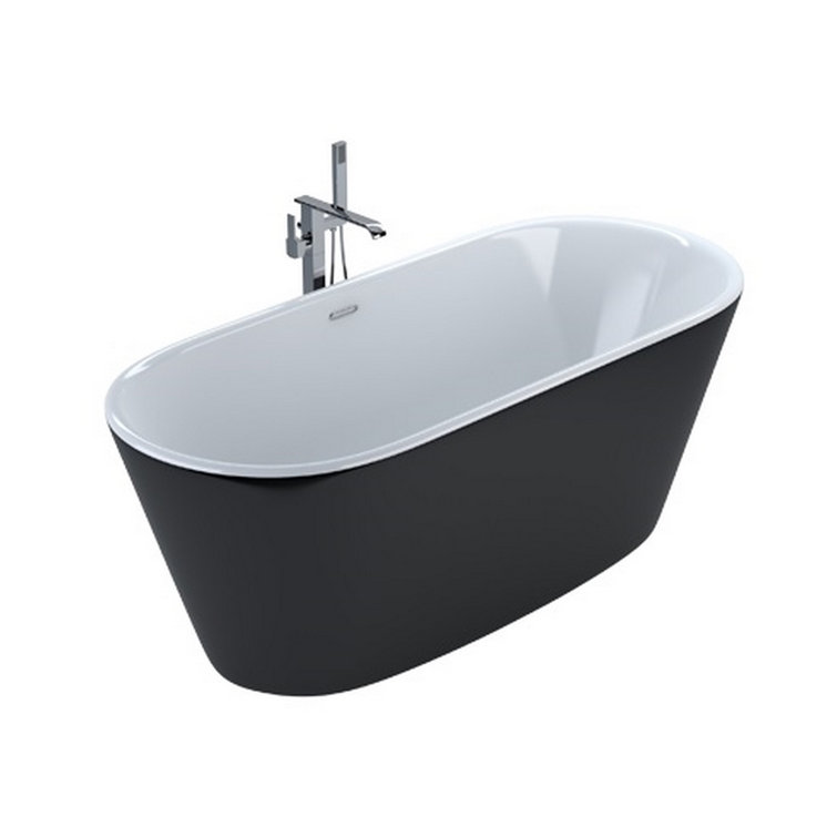 Ovale 59'' Black and White Freestanding Acrylic Bathtub