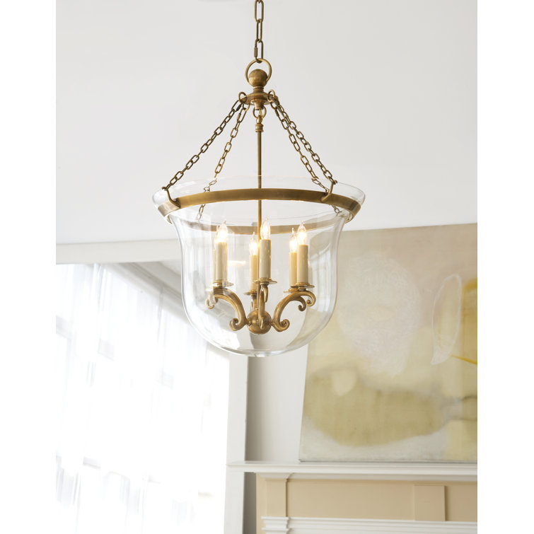 Antique-Burnished Brass 21" Glass Jar Chandelier