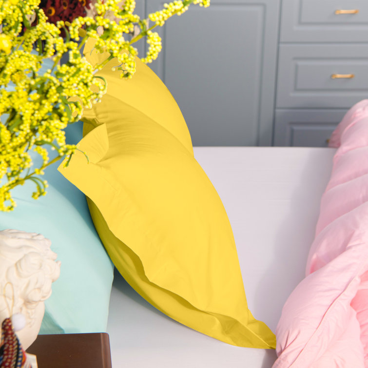 Mellow Yellow Cotton Queen Pillow Shams with Flange
