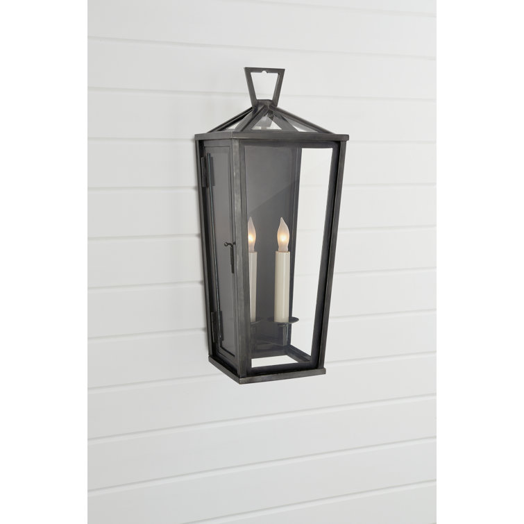 Chapman & Myers Handcrafted Bronze & Black Lantern Sconce, 18.5"