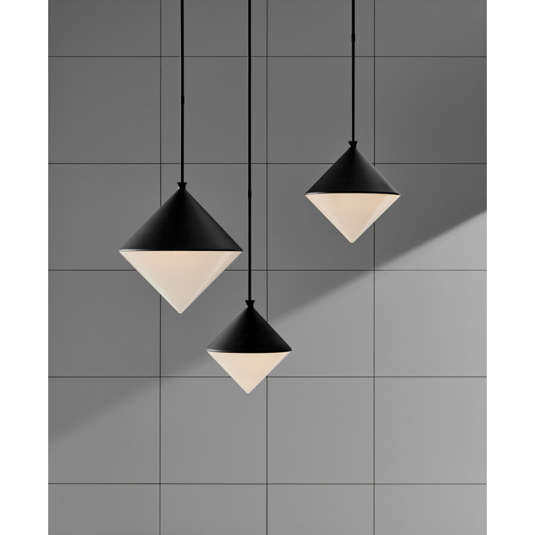 Large Matte Black and White Glass Pendant Light