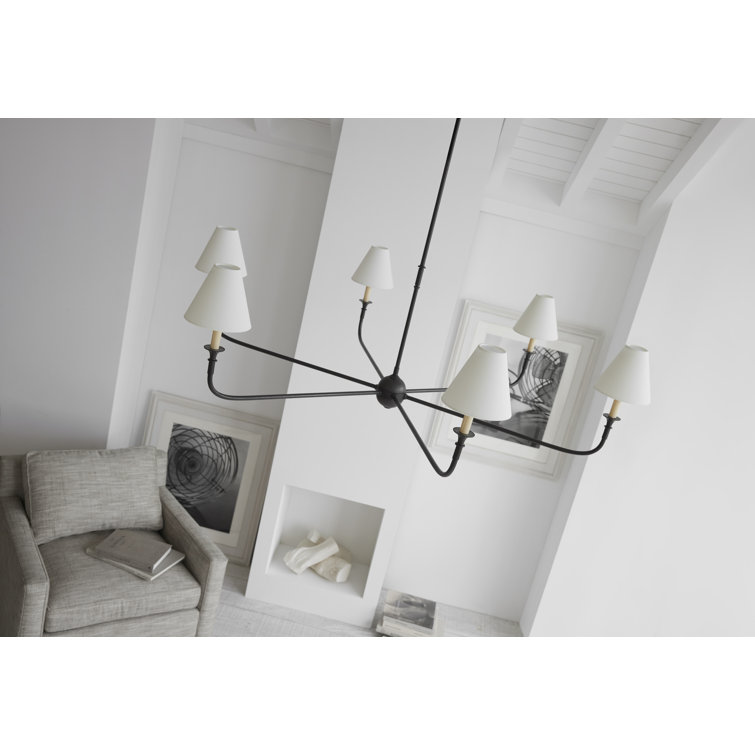 Aged Iron and Crystal 6-Light Candle Chandelier