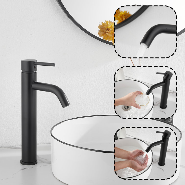Matte Black Stainless Steel Single Handle Vessel Sink Faucet
