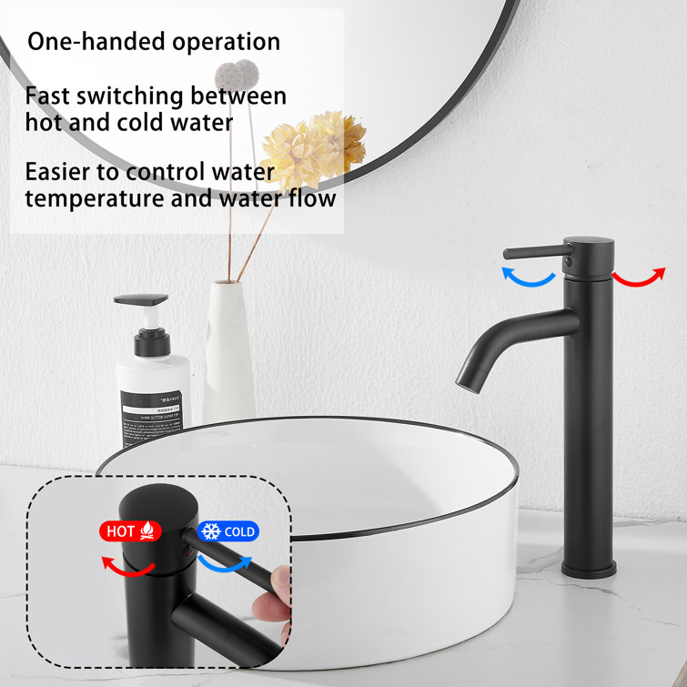 Matte Black Stainless Steel Single Handle Vessel Sink Faucet