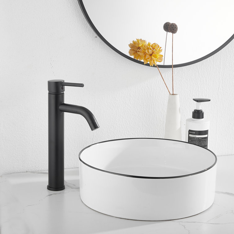 Matte Black Stainless Steel Single Handle Vessel Sink Faucet