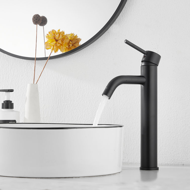 Matte Black Stainless Steel Single Handle Vessel Sink Faucet