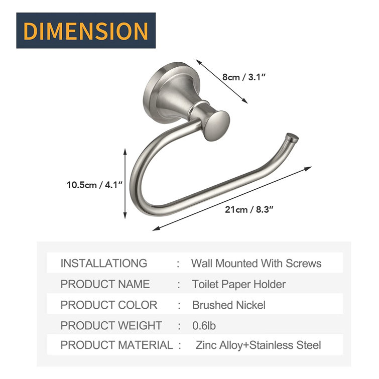 Brushed Nickel Wall Mounted Toilet Paper Holder