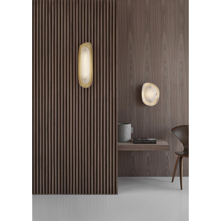 Samos 12.75'' White Alabaster & Silver Leaf Dimmable LED Sconce