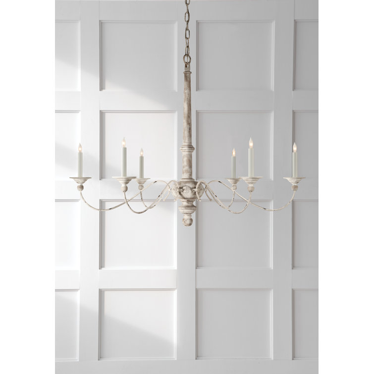 Elegant Belgian White 6-Light Crystal Candle Chandelier