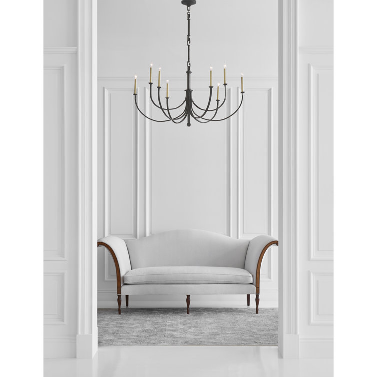 Aged Iron 9-Light Candle Chandelier with Crystal Accents