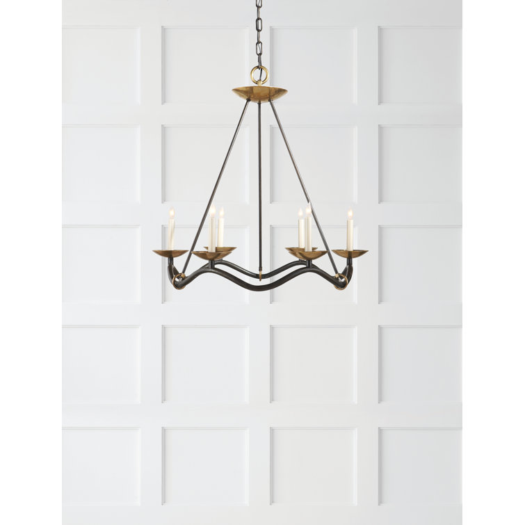 Goralnick Nickel Crystal 6-Light Candle Chandelier, 30"x28"