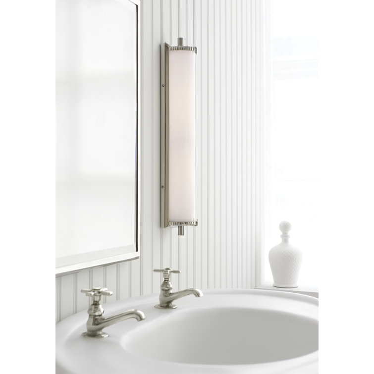 Calliope Tall Polished Nickel Outdoor Bath Sconce, Dimmable