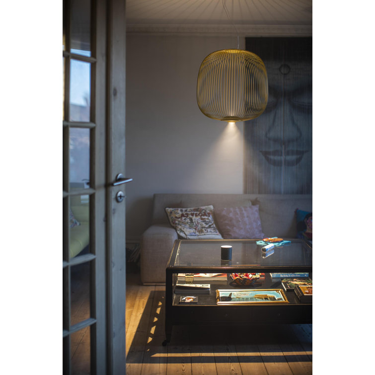 Gold Aluminum LED Pendant Light with Wire Frame