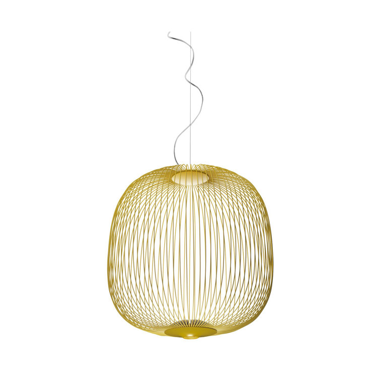 Gold Aluminum LED Pendant Light with Wire Frame