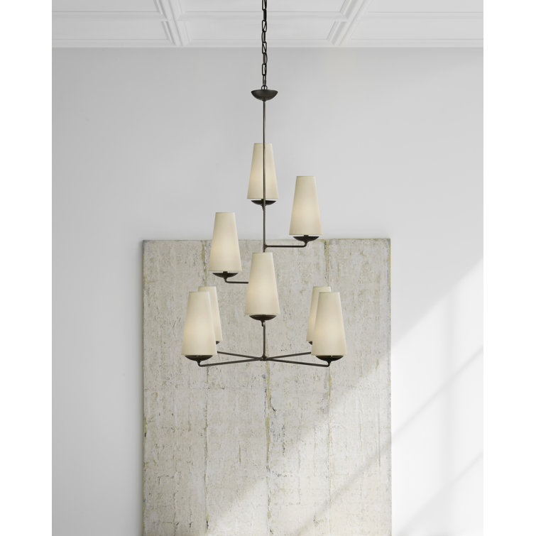 Fontaine Aged Iron Crystal 8-Light Vertical Chandelier