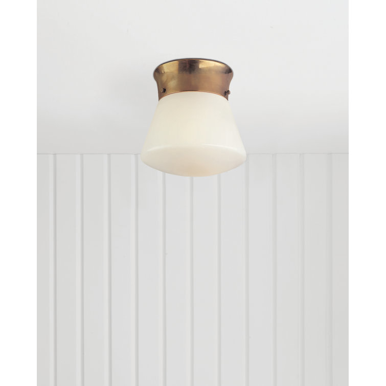 Hand-Rubbed Antique Brass and Glass Flush Mount Light