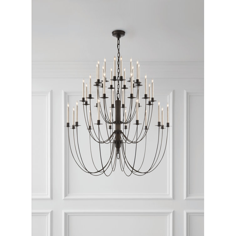 Aged Iron Crystal Candle 38.75" Chandelier