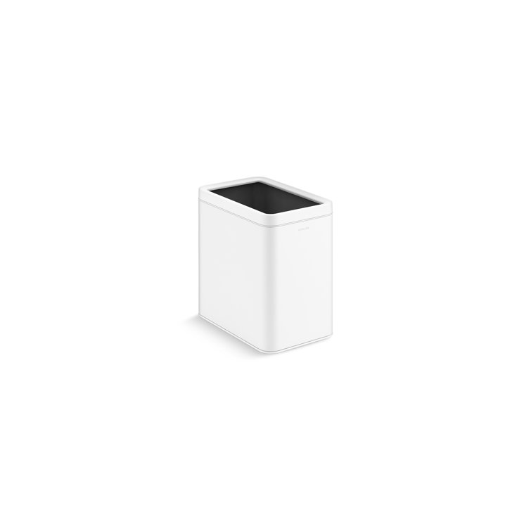 25-Liter White and Stainless Steel Open-Top Trash Can