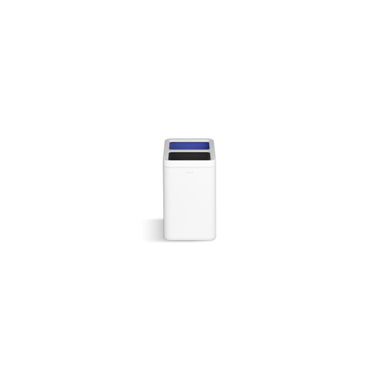 22-Liter Polished Stainless Steel and White Dual-Compartment Trash Can