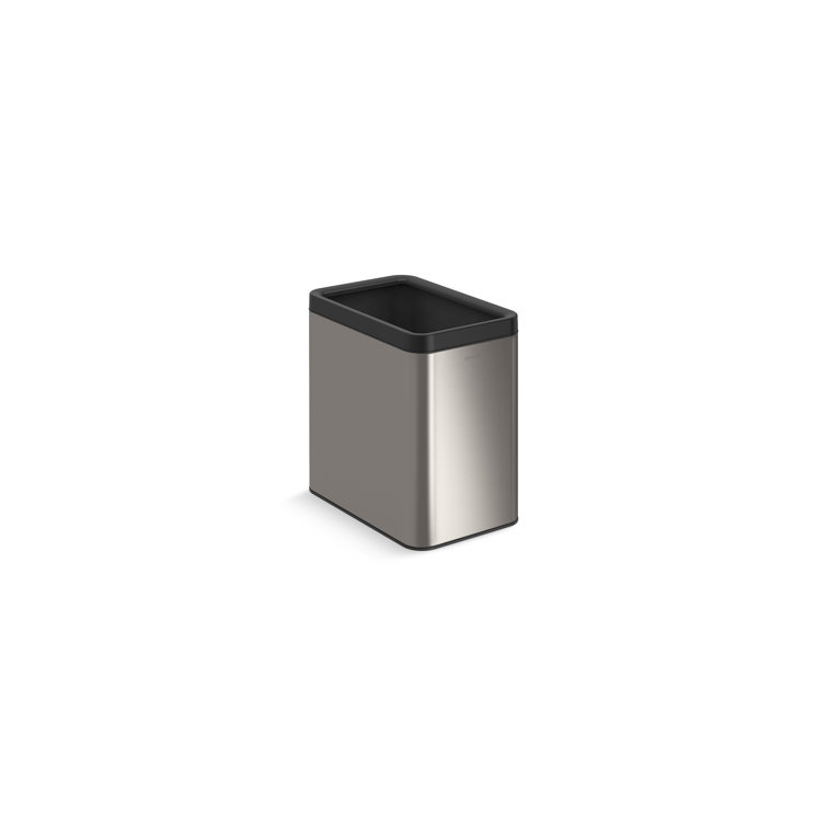 25-Liter Stainless Steel Open-Top Trash Can with Brushed Finish