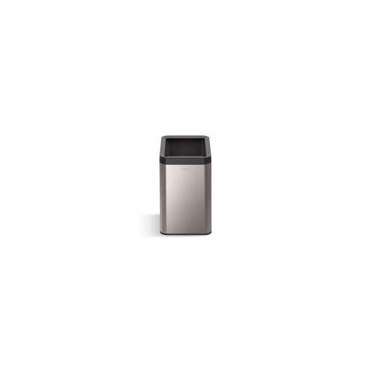25-Liter Stainless Steel Open-Top Trash Can with Brushed Finish