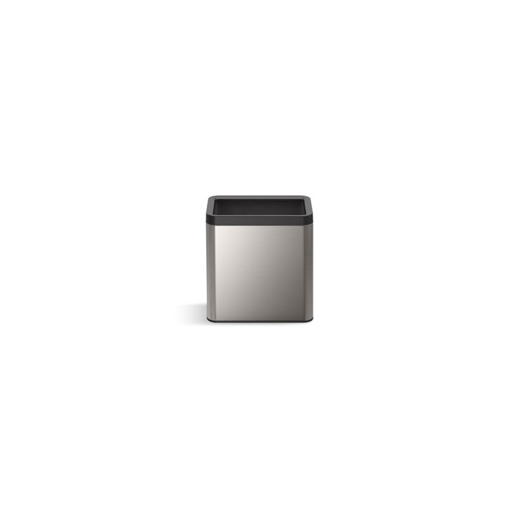 25-Liter Stainless Steel Open-Top Trash Can with Brushed Finish