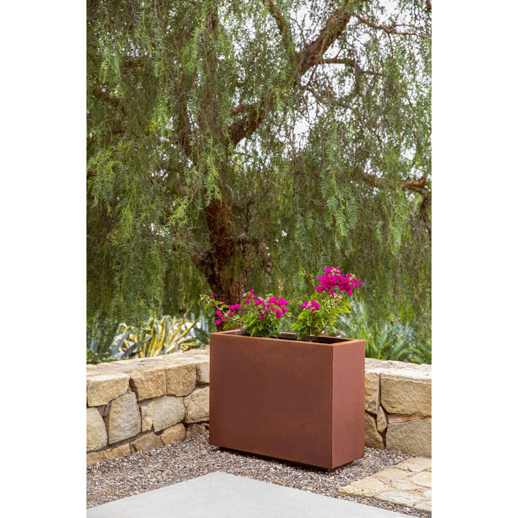 Elegant Corten Steel Rust Finish 24" Outdoor Planter