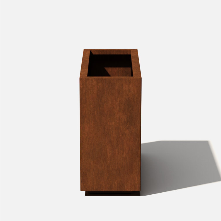 Elegant Corten Steel Rust Finish 24" Outdoor Planter