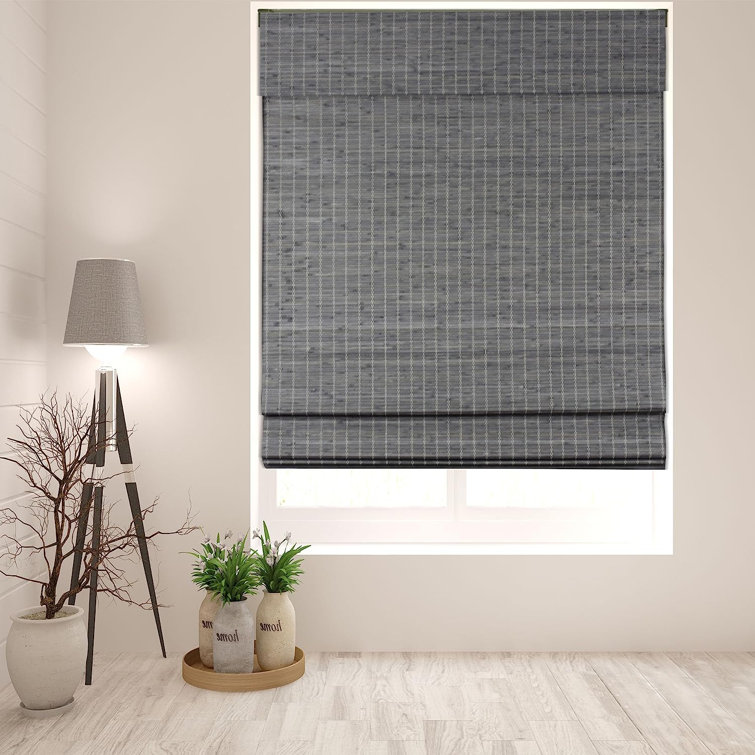 Graywash Cordless Bamboo Roman Blackout Shade 26.5"W x 60"H